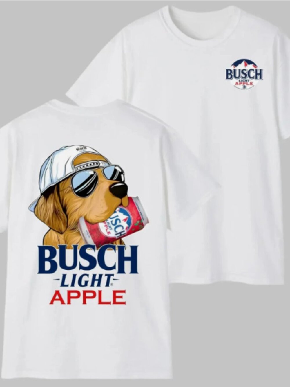 Busch Light Apple Beer Graphic T-Shirt Cool Dog Print
